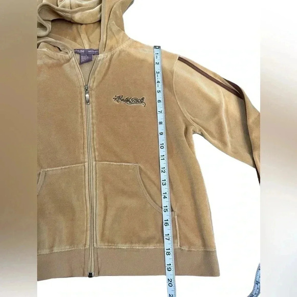Bob Hale Velour Lightweight Brown Zip Hoodie Y2K Fashion Women’s size Large - Picture 9 of 13
